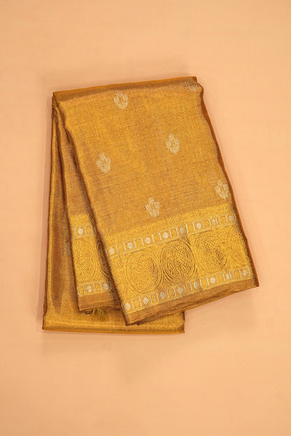 Kanchipuram Silk Tissue Butta Gold Saree