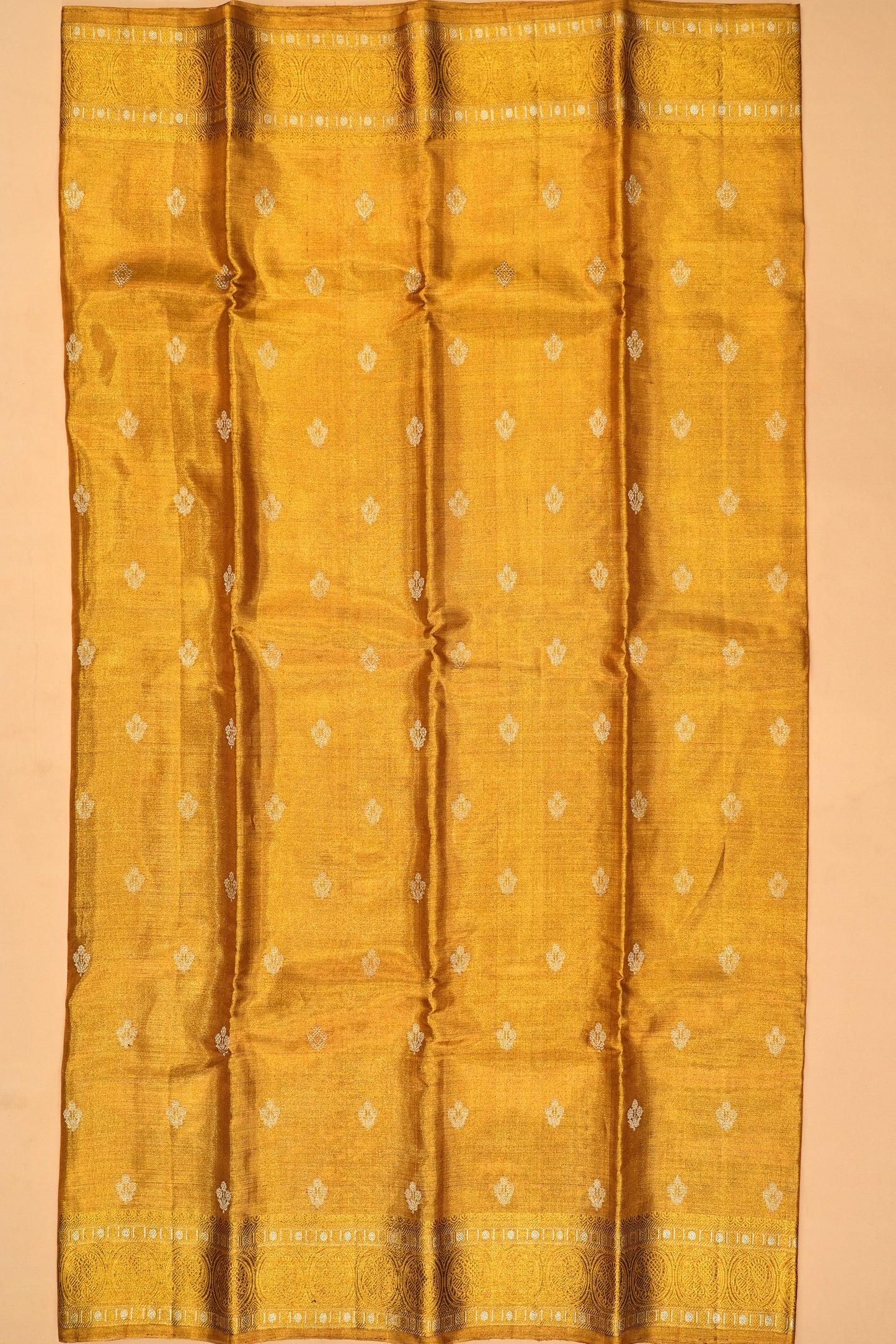 Kanchipuram Silk Tissue Butta Gold Saree