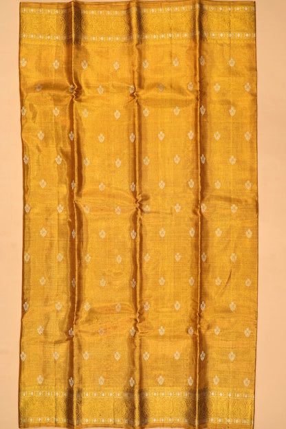 Kanchipuram Silk Tissue Butta Gold Saree