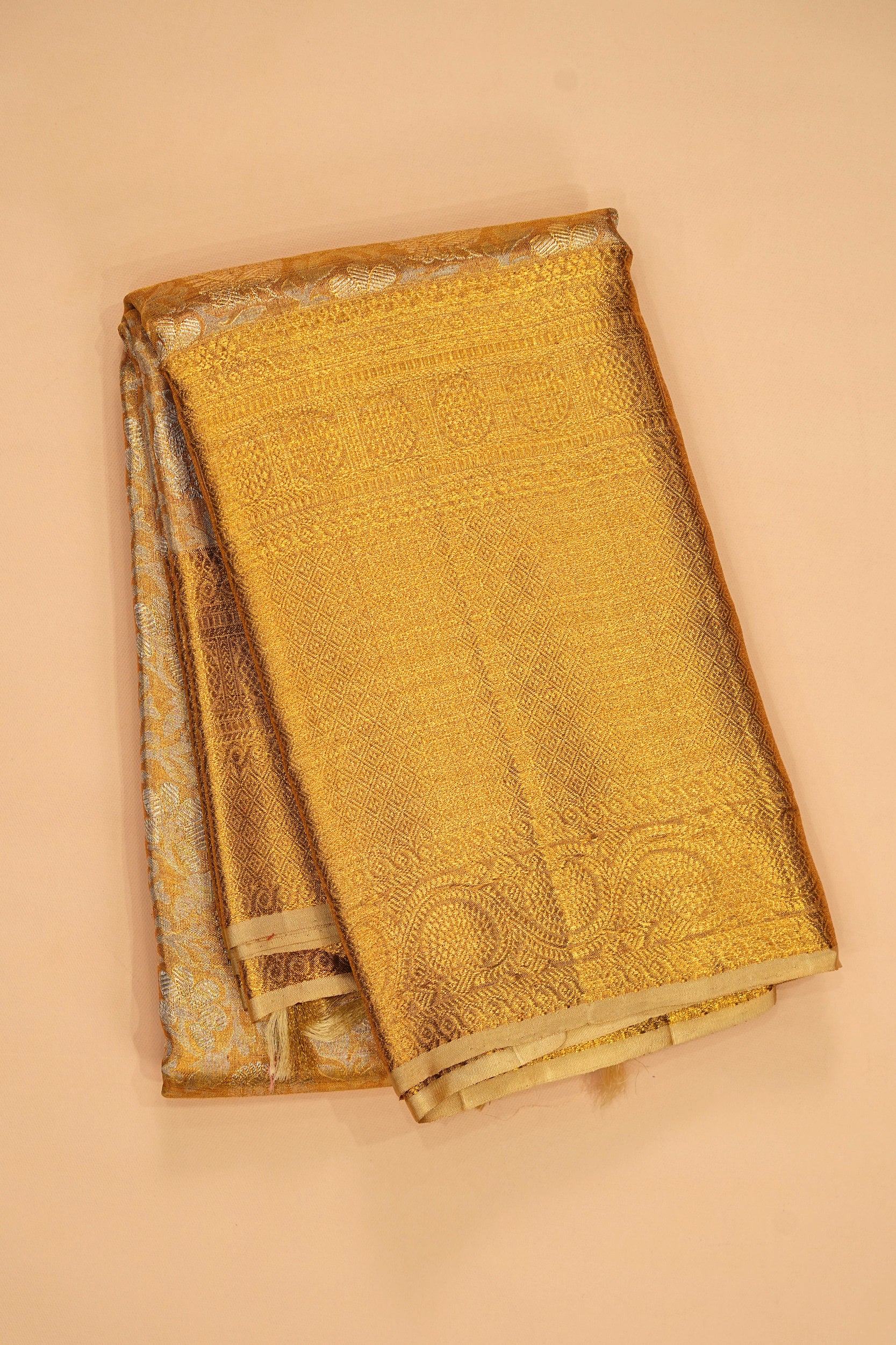 Kanchipuram Silk Tissue Brocade Gold Saree