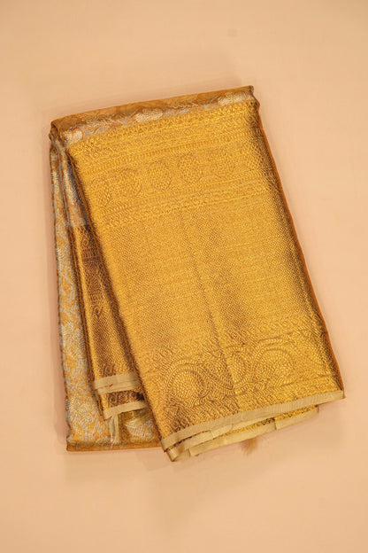 Kanchipuram Silk Tissue Brocade Gold Saree