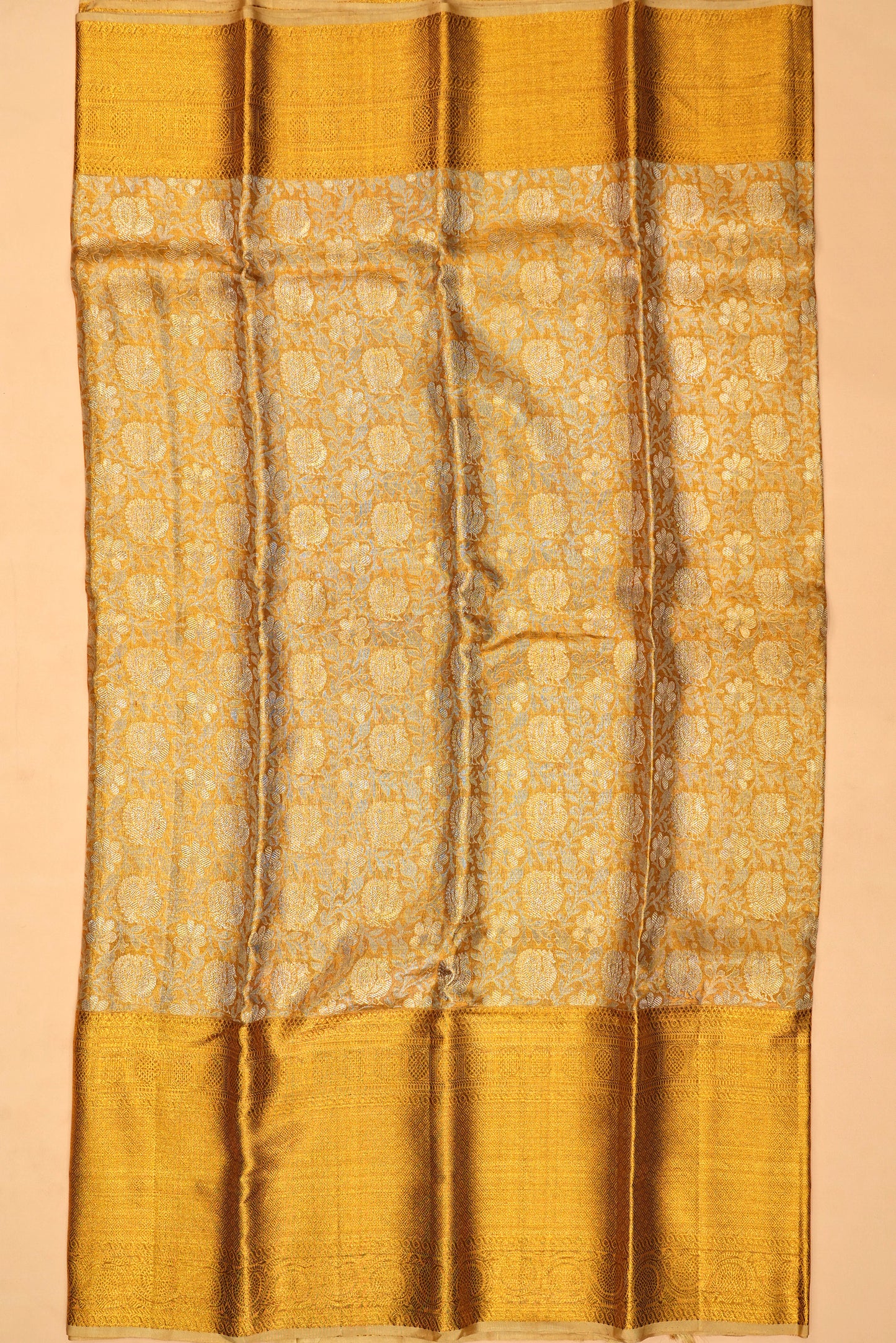 Kanchipuram Silk Tissue Brocade Gold Saree