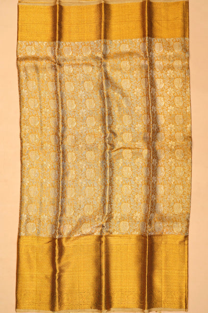 Kanchipuram Silk Tissue Brocade Gold Saree