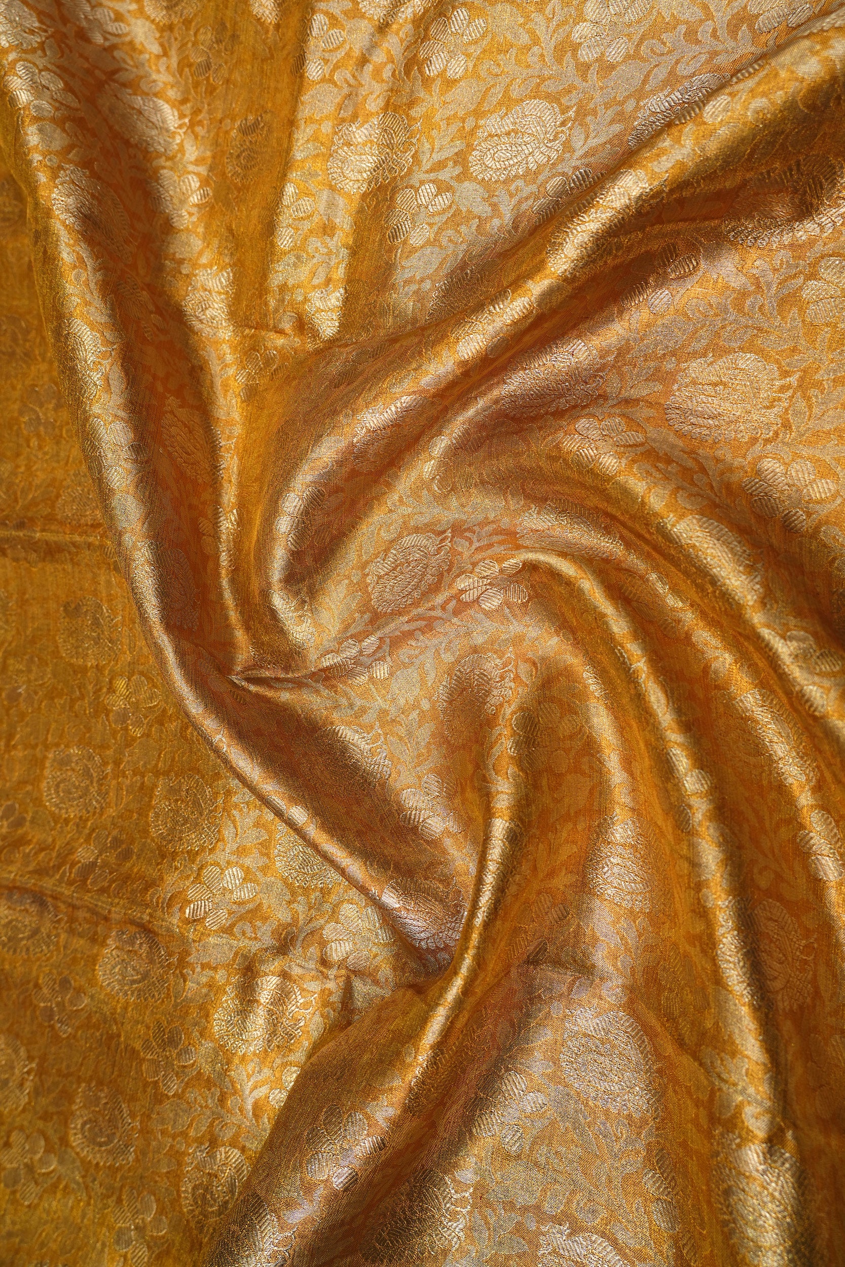 Kanchipuram Silk Tissue Brocade Gold Saree