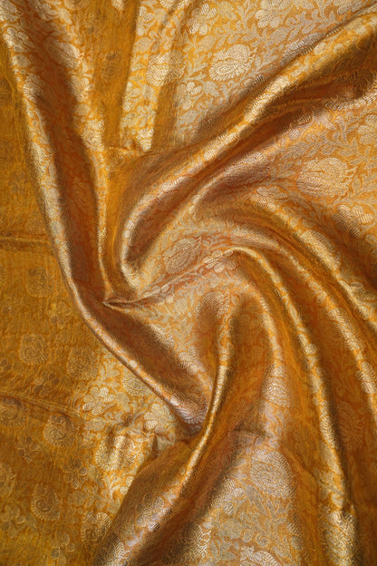 Kanchipuram Silk Tissue Brocade Gold Saree