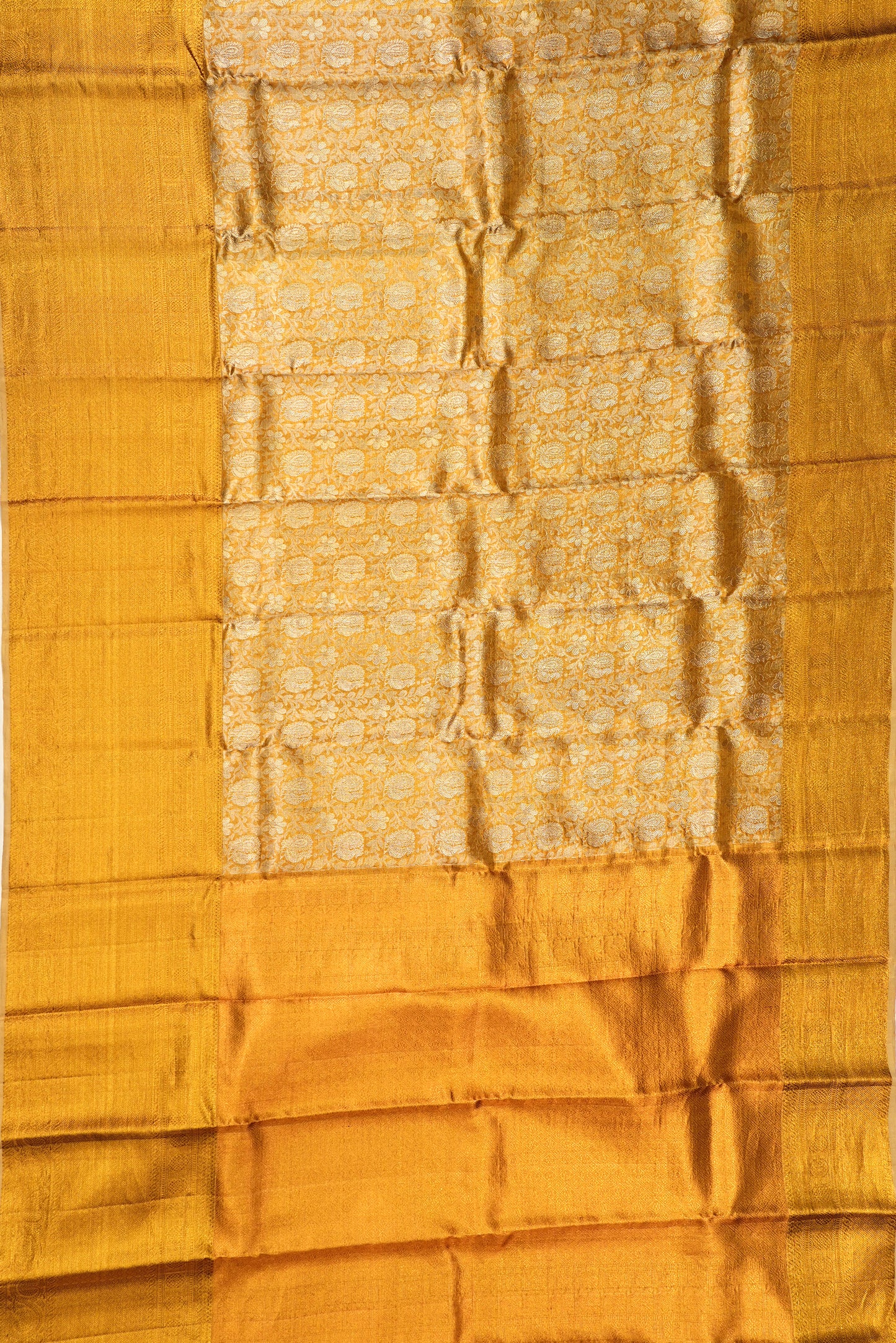 Kanchipuram Silk Tissue Brocade Gold Saree