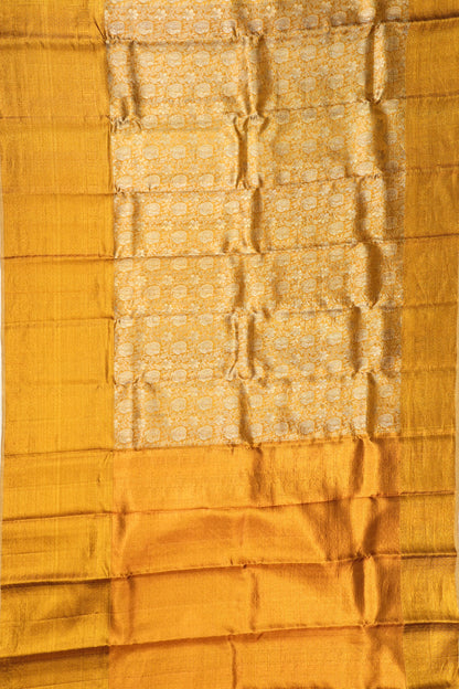 Kanchipuram Silk Tissue Brocade Gold Saree