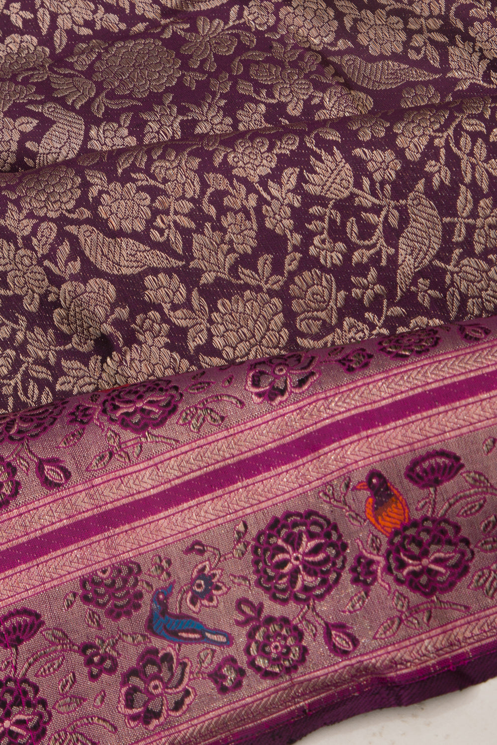 Kanchipuram Silk Brocade Purple Saree