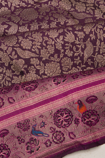Kanchipuram Silk Brocade Purple Saree