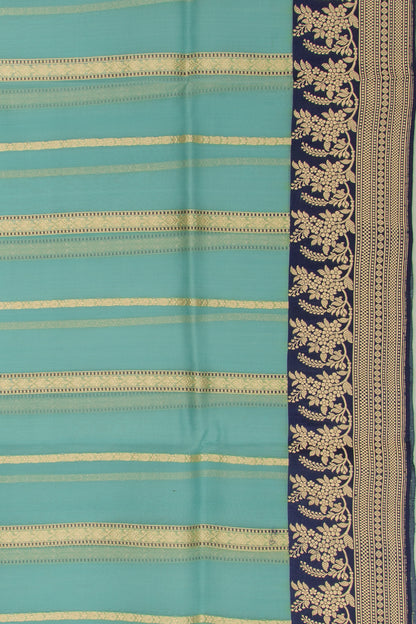 Banarasi Kora Organza Vertical Lines Blue Saree