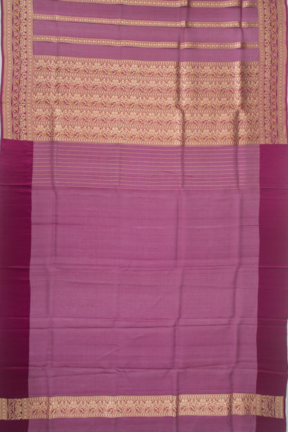 Banarasi Kora Organza Vertical Lines Purple Saree
