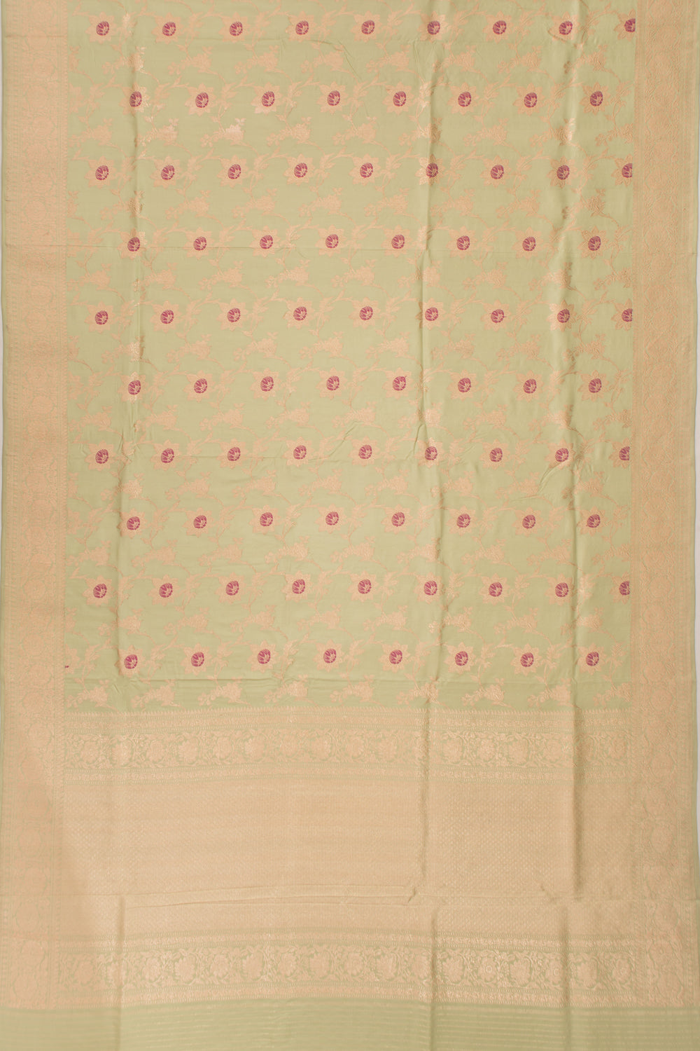 Banarasi Silk Jaal Kadwa Pista Green Saree