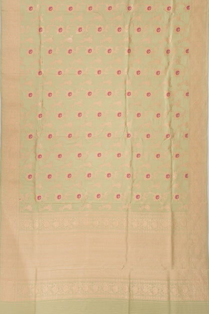 Banarasi Silk Jaal Kadwa Pista Green Saree