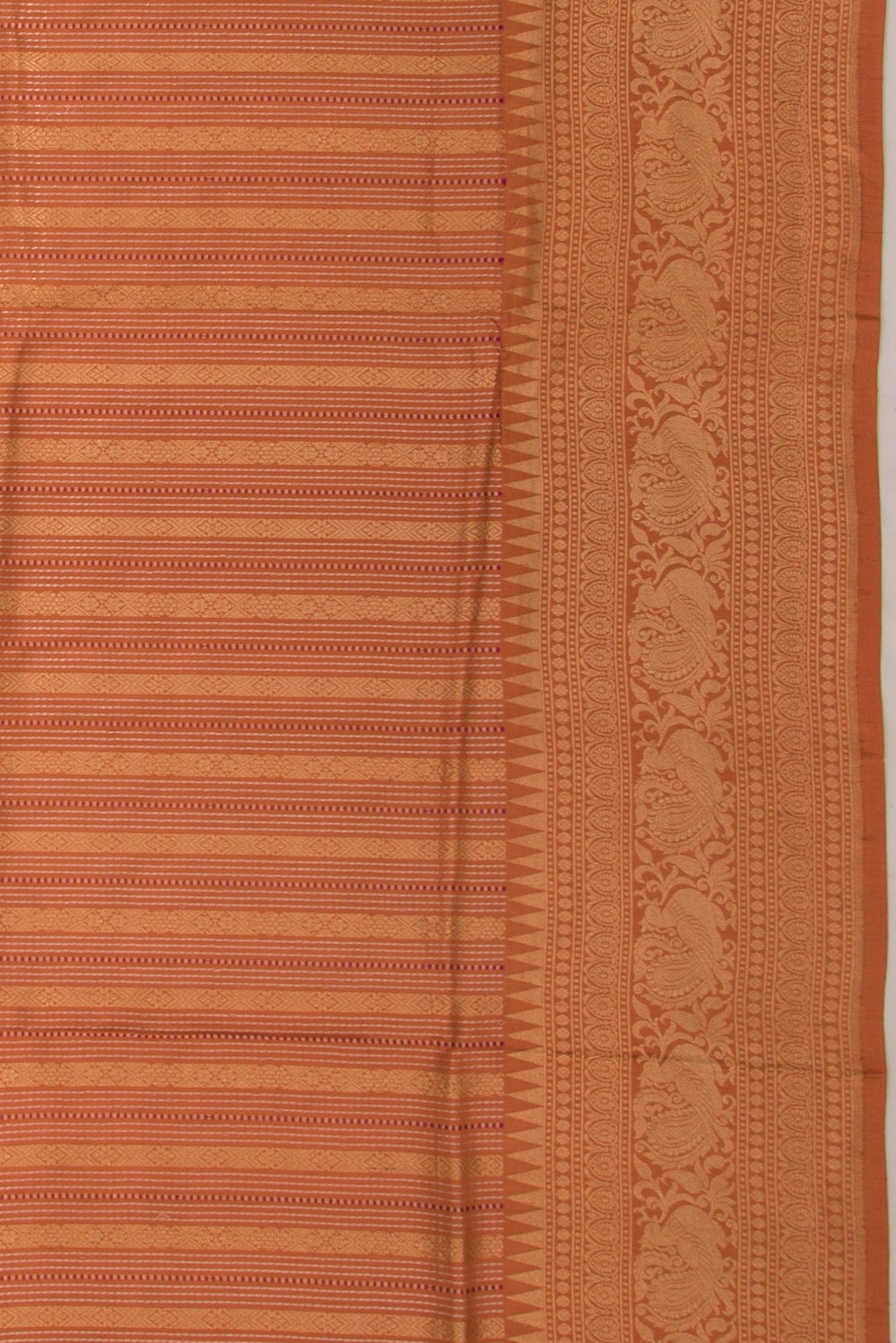 Banarasi Silk Vertical Lines Pastel Orange Saree
