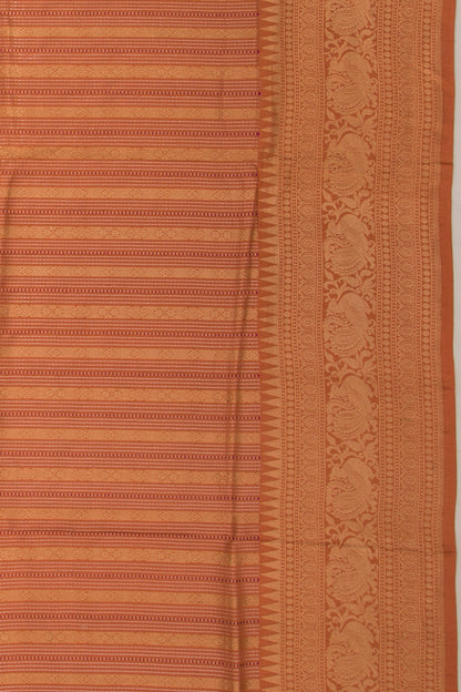 Banarasi Silk Vertical Lines Pastel Orange Saree