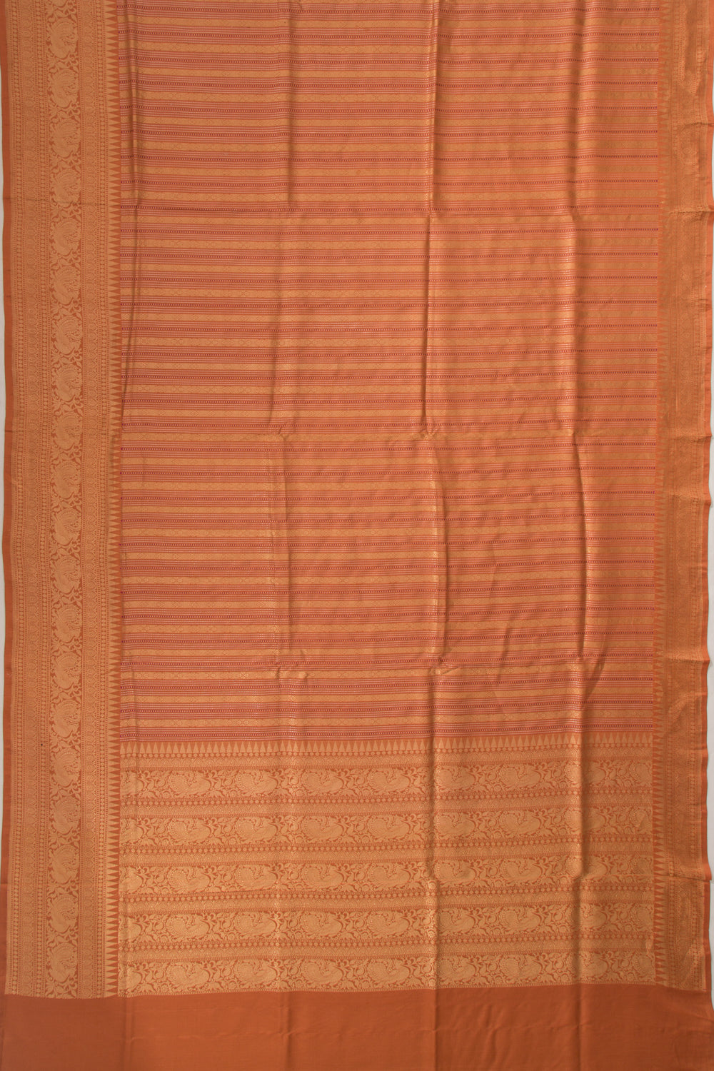 Banarasi Silk Vertical Lines Pastel Orange Saree