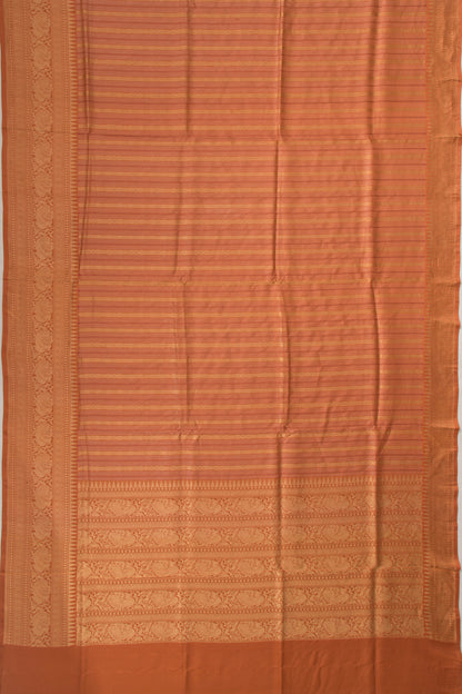 Banarasi Silk Vertical Lines Pastel Orange Saree