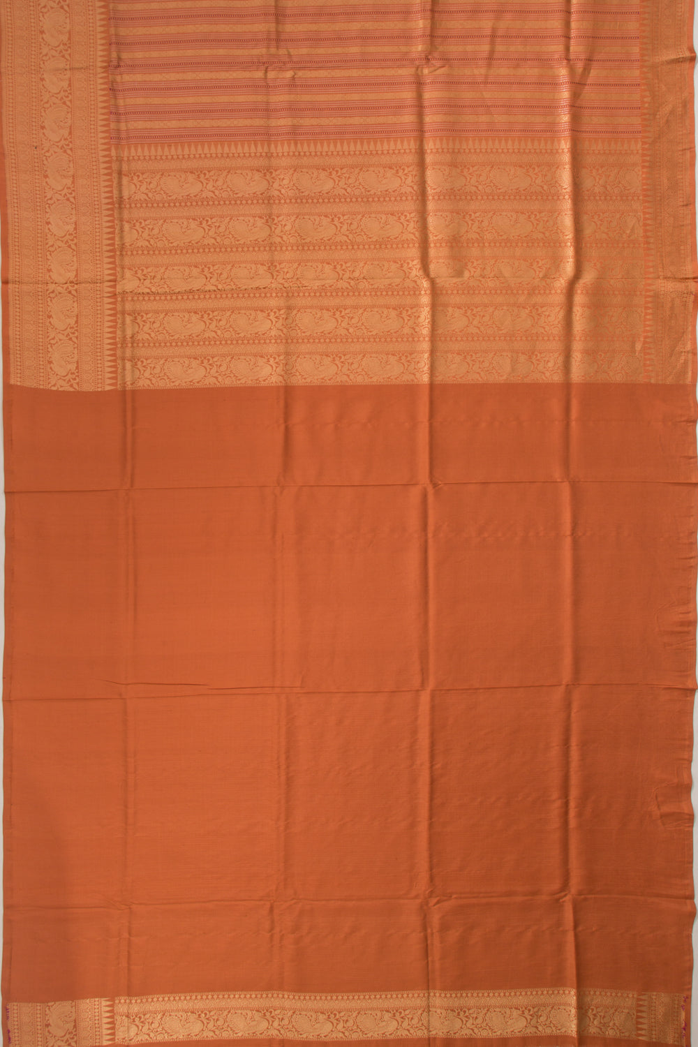 Banarasi Silk Vertical Lines Pastel Orange Saree
