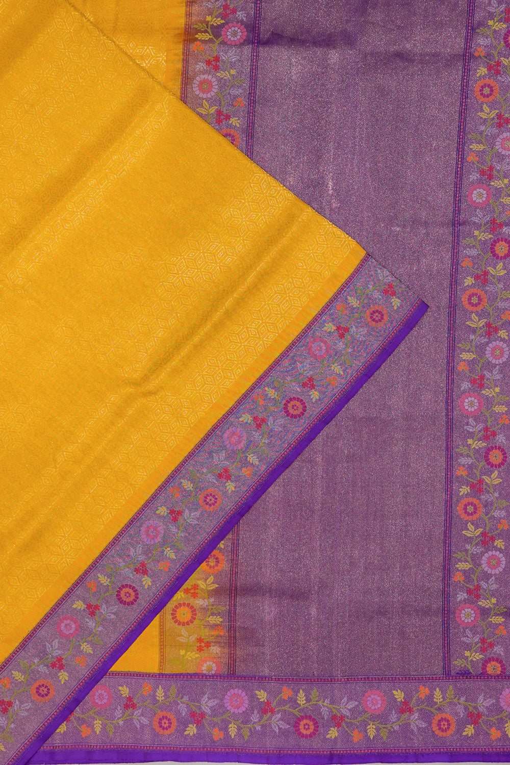 Banarasi Silk Brocade Yellow Saree