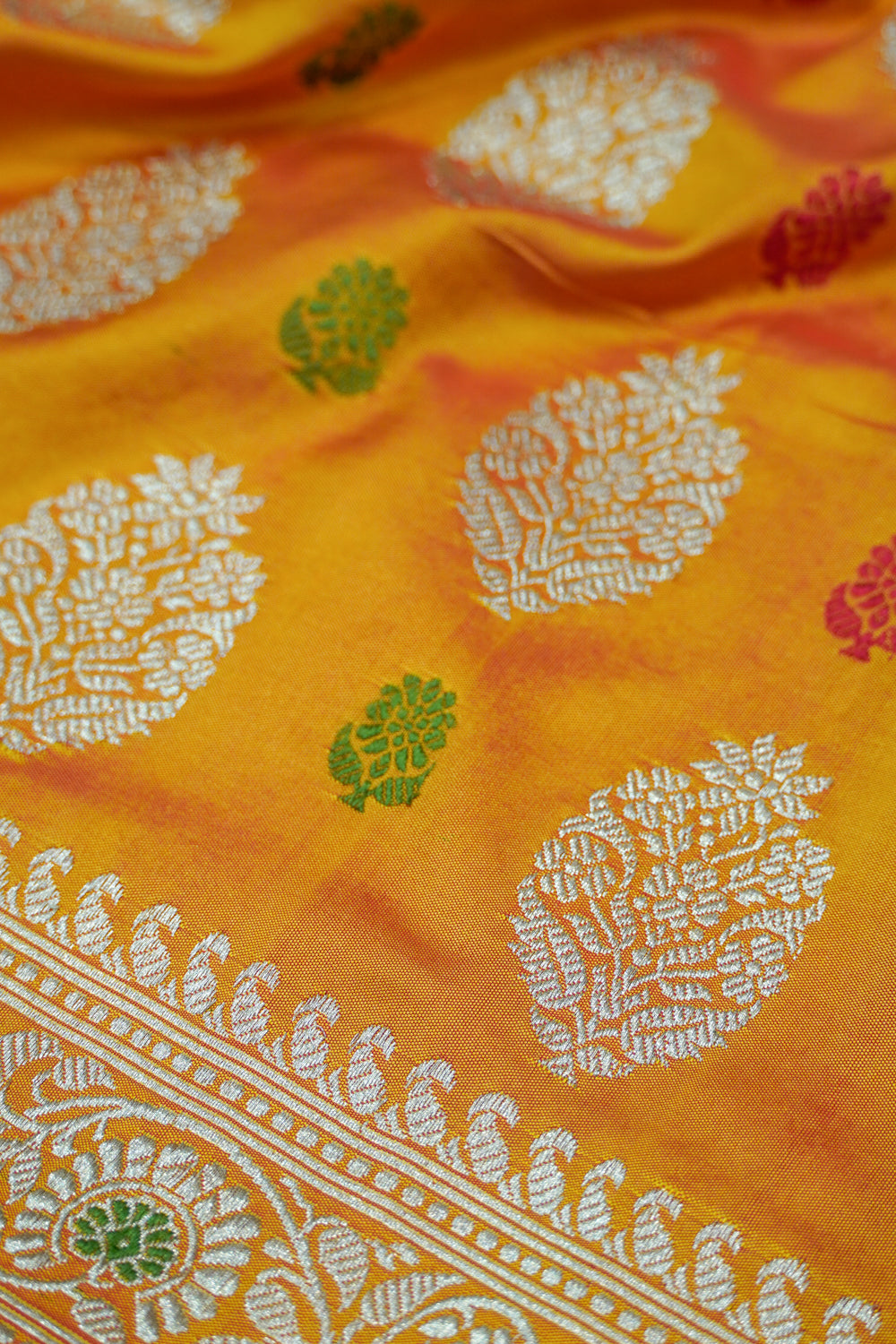 Banarasi Silk Butta Mustard Yellow Saree