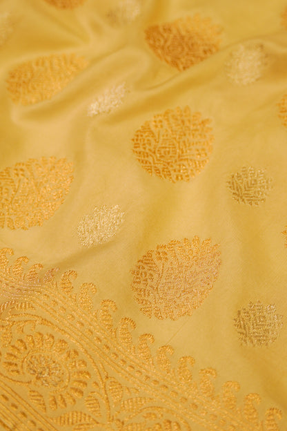 Banarasi Silk Butta Pale Yellow Saree