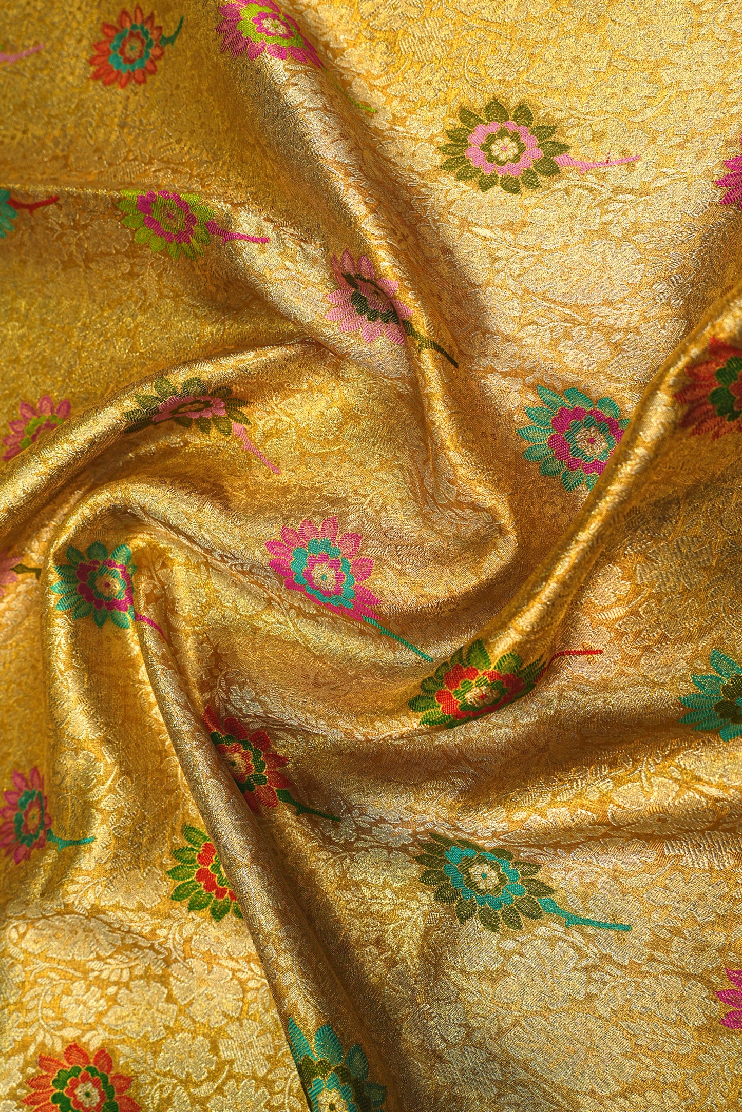 Kanchipuram Silk Tissue Brocade Gold Saree