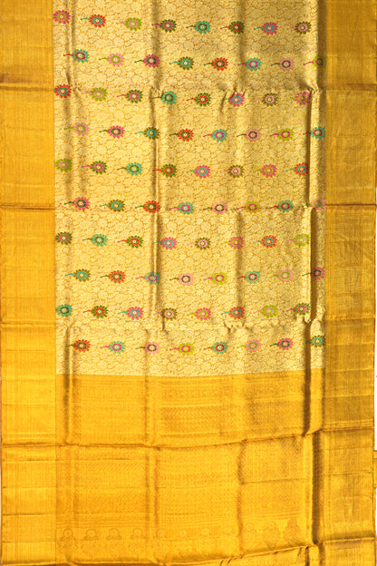 Kanchipuram Silk Tissue Brocade Gold Saree