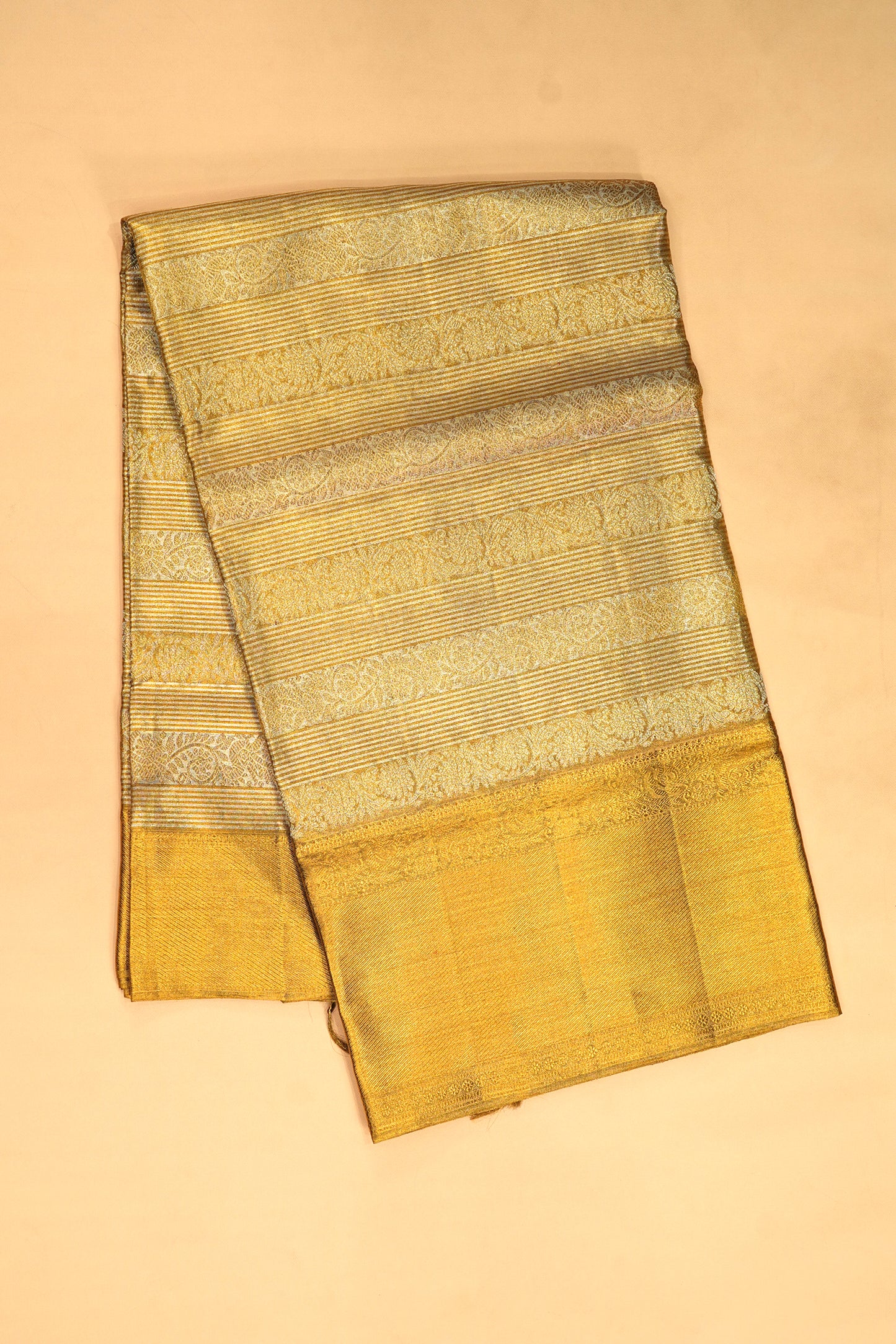 Kanchipuram Silk Tissue Brocade Gold Saree