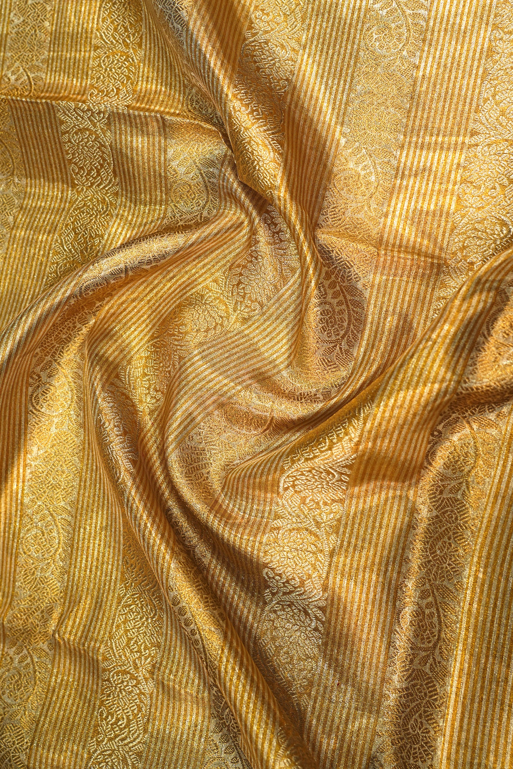Kanchipuram Silk Tissue Brocade Gold Saree