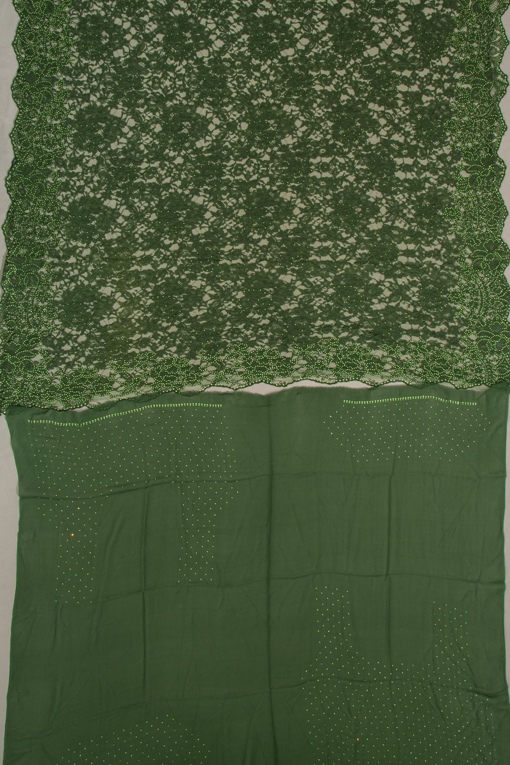 Chantilly Lace Green Saree With Stone Work