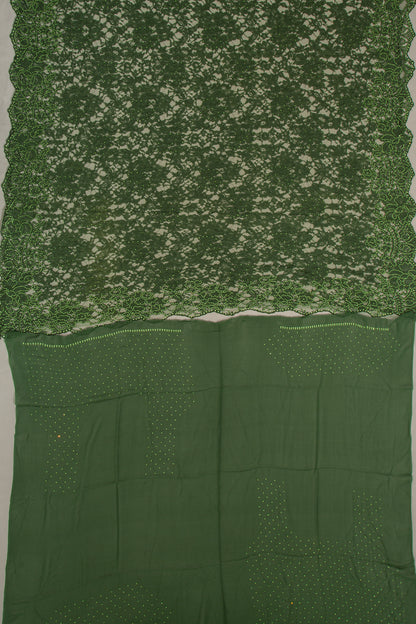 Chantilly Lace Green Saree With Stone Work