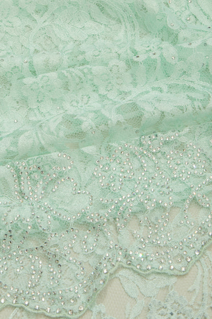 Chantilly Lace Sea Green Saree With Stone Work