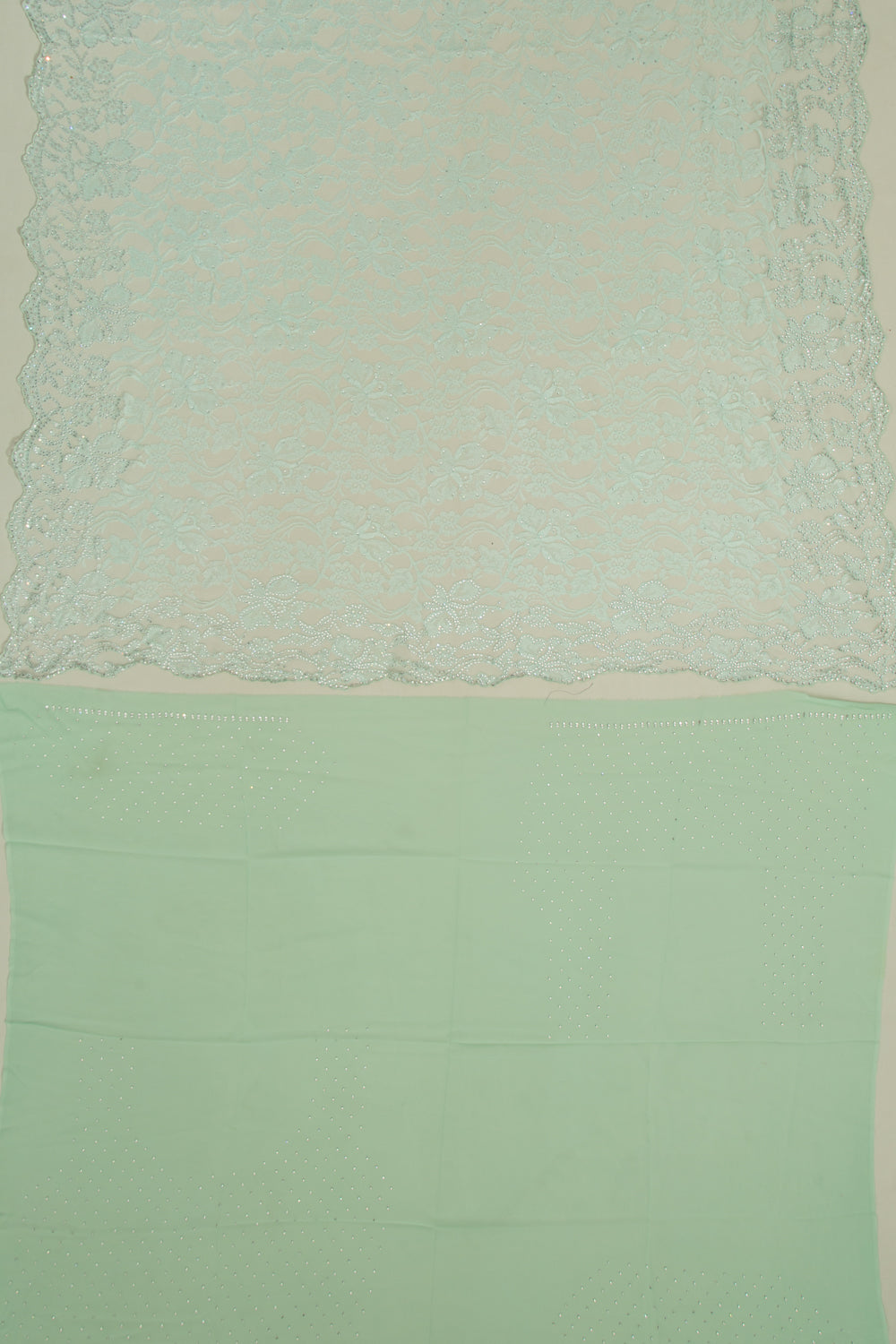 Chantilly Lace Sea Green Saree With Stone Work