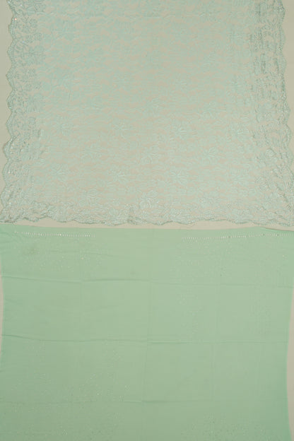 Chantilly Lace Sea Green Saree With Stone Work