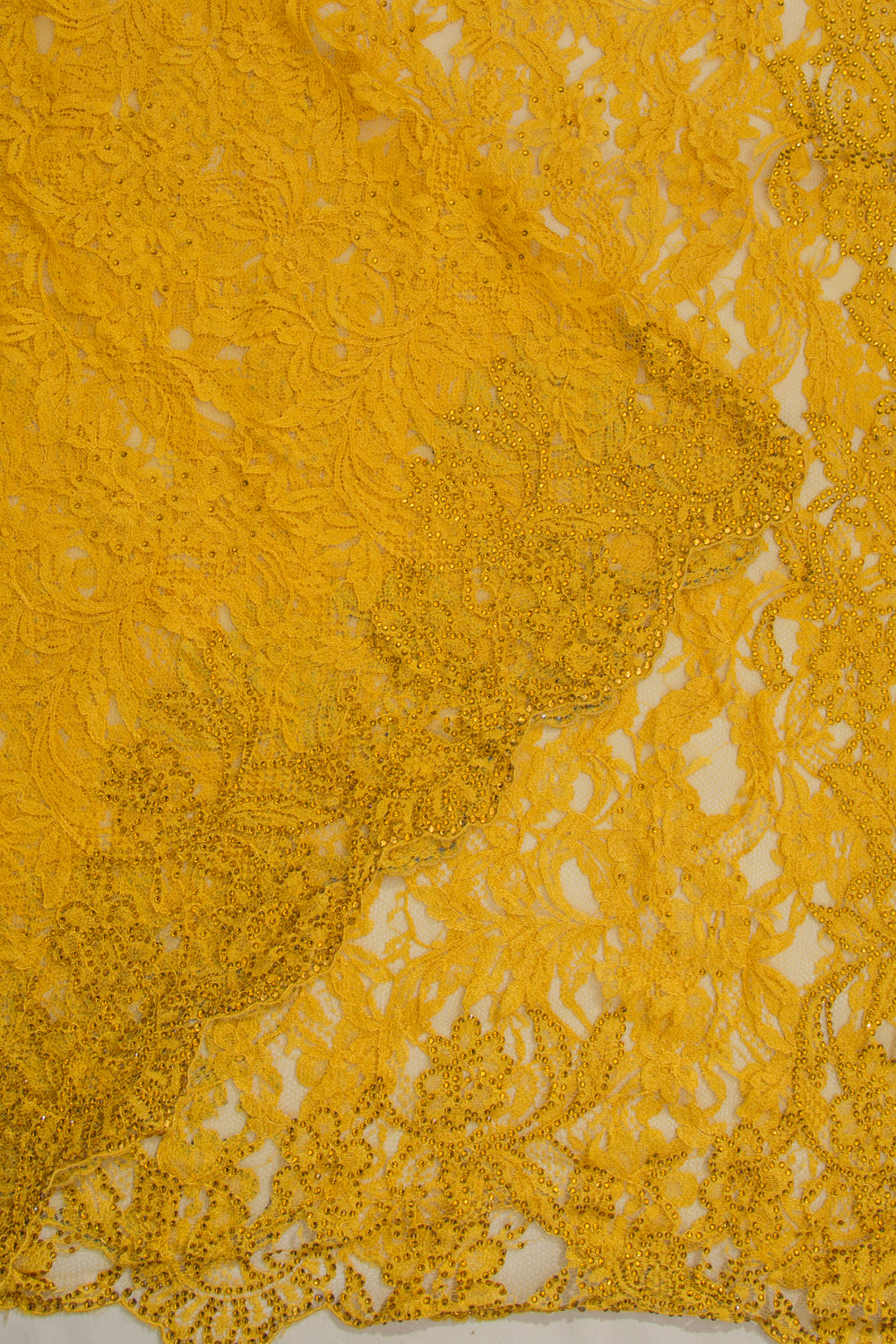 Chantilly Lace Yellow Saree With Stone Work