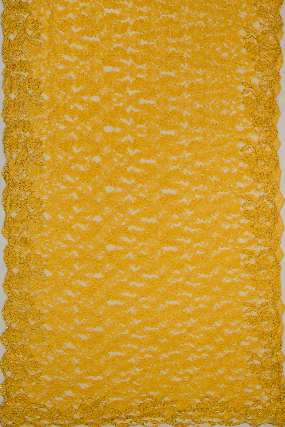 Chantilly Lace Yellow Saree With Stone Work