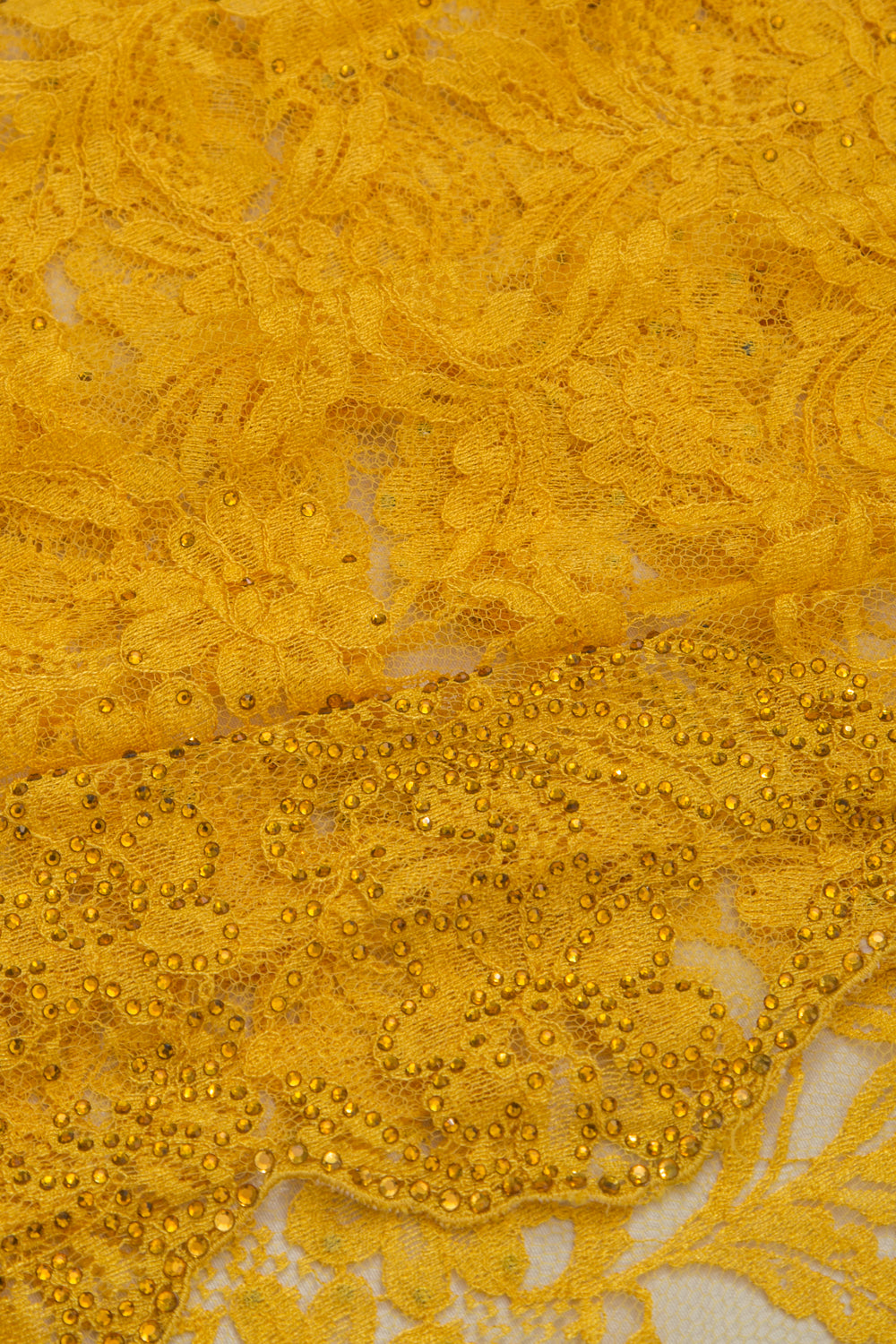 Chantilly Lace Yellow Saree With Stone Work