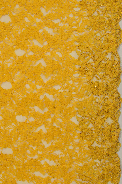 Chantilly Lace Yellow Saree With Stone Work