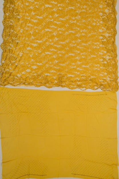 Chantilly Lace Yellow Saree With Stone Work