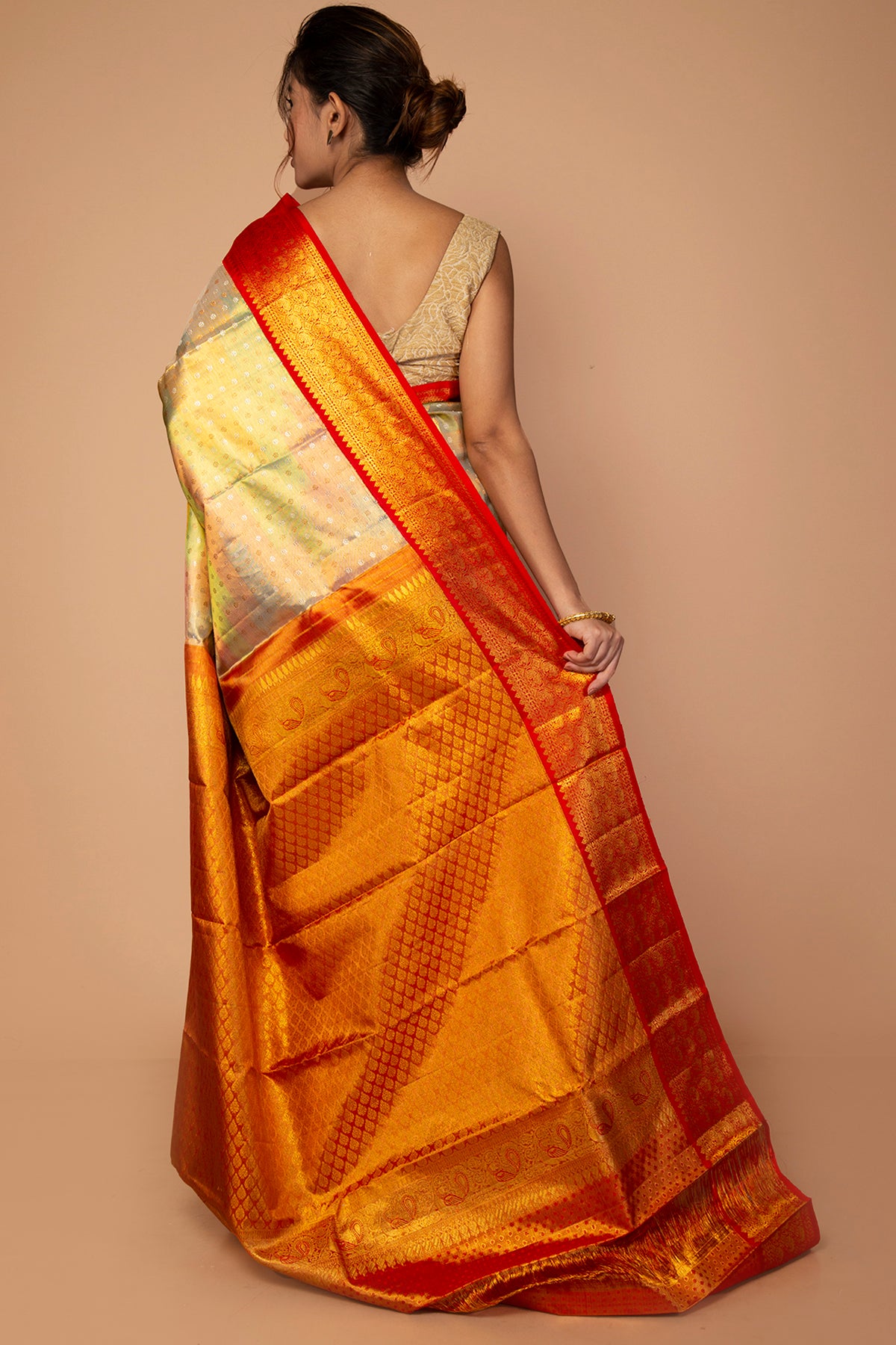 Kanchipuram Silk Tissue Butta Multicolour Saree