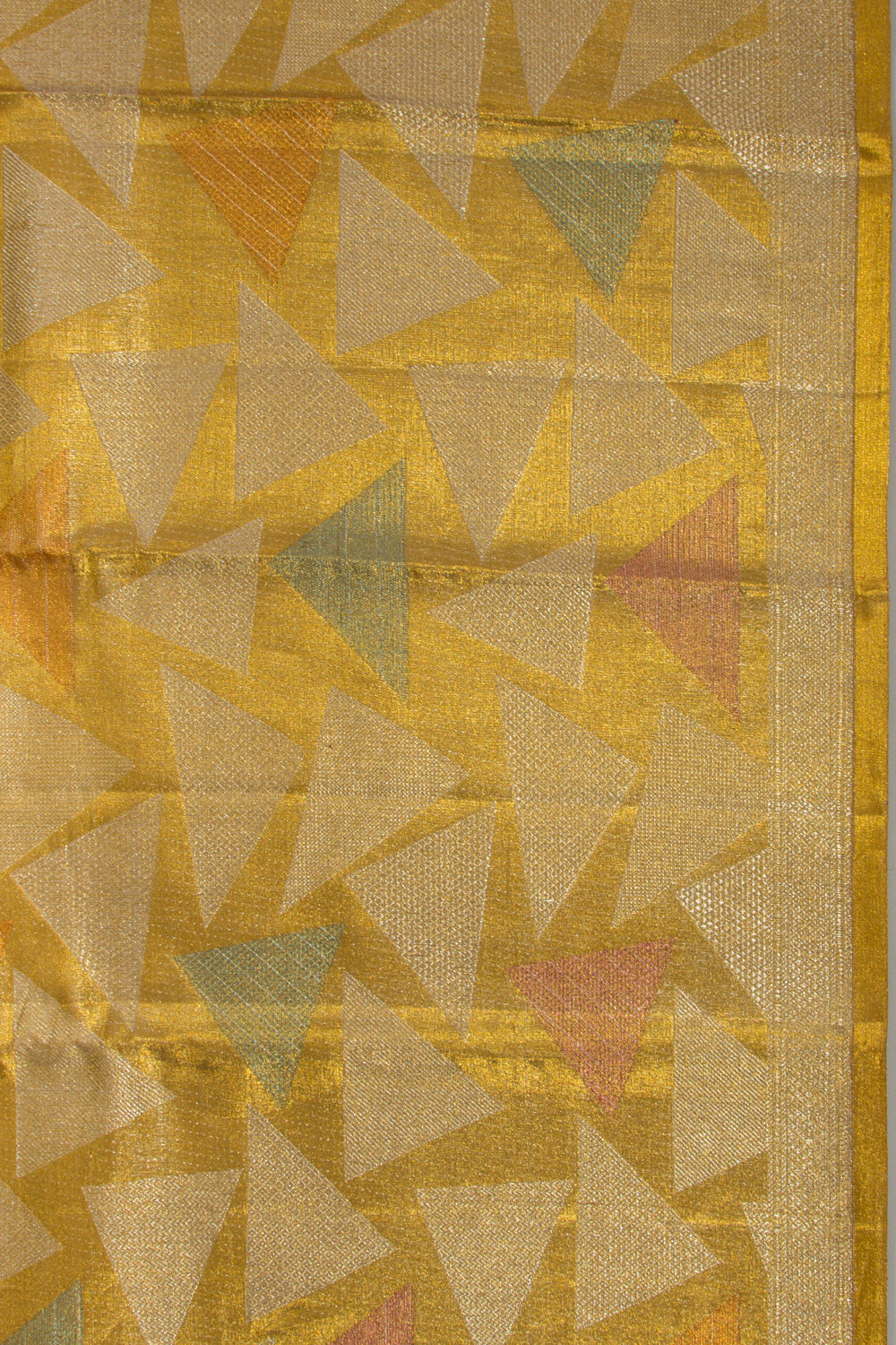 Kanchipuram Silk Tissue Geometrical Brocade Gold Saree