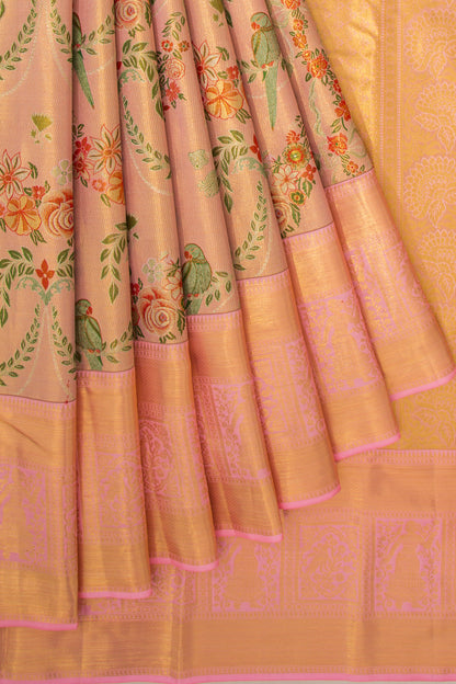 Taranga Kanchi Silk Tissue Jaal Baby Pink Saree
