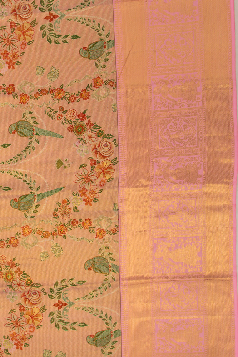 Taranga Kanchi Silk Tissue Jaal Baby Pink Saree