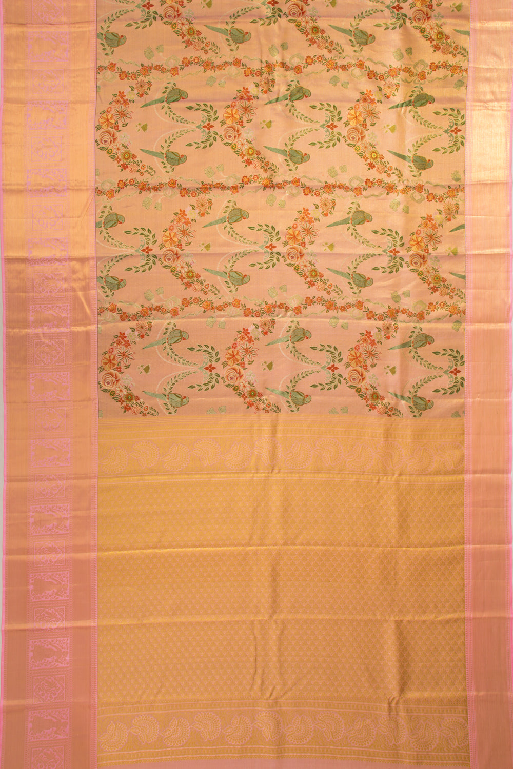 Taranga Kanchi Silk Tissue Jaal Baby Pink Saree