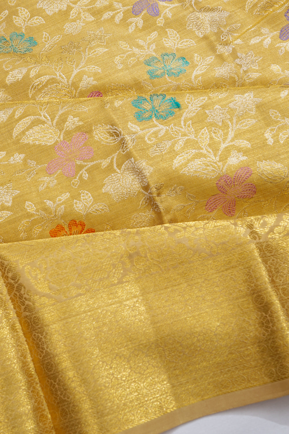 Kanchipuram Silk Tissue Brocade Gold Saree 1213542071