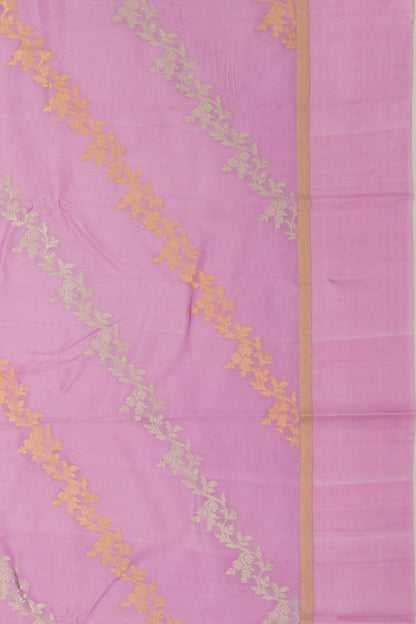 Banarasi Katan Silk Half-n-Half And Jaal And Butta Lavender Saree