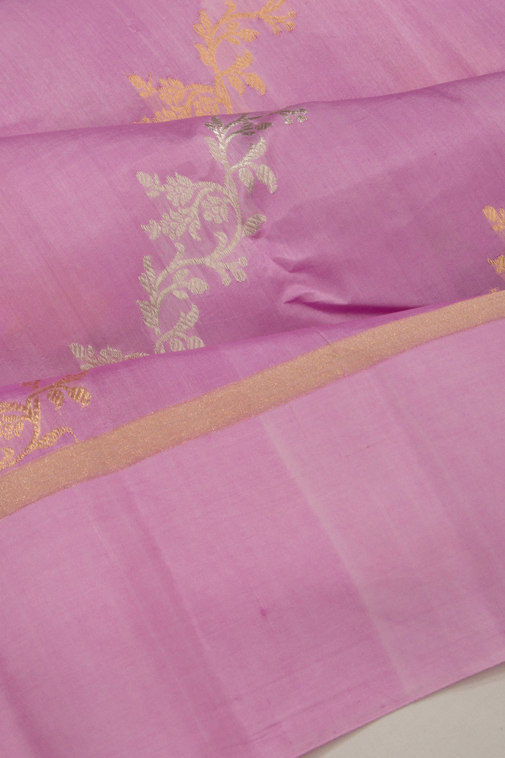 Banarasi Katan Silk Half-n-Half And Jaal And Butta Lavender Saree