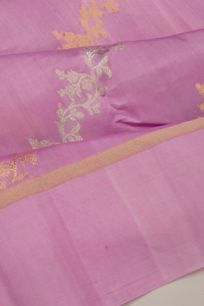 Banarasi Katan Silk Half-n-Half And Jaal And Butta Lavender Saree