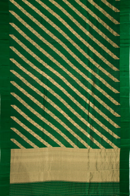 Banarasi Katan Silk Half-n-Half And Jaal And Butta Dark Green Saree
