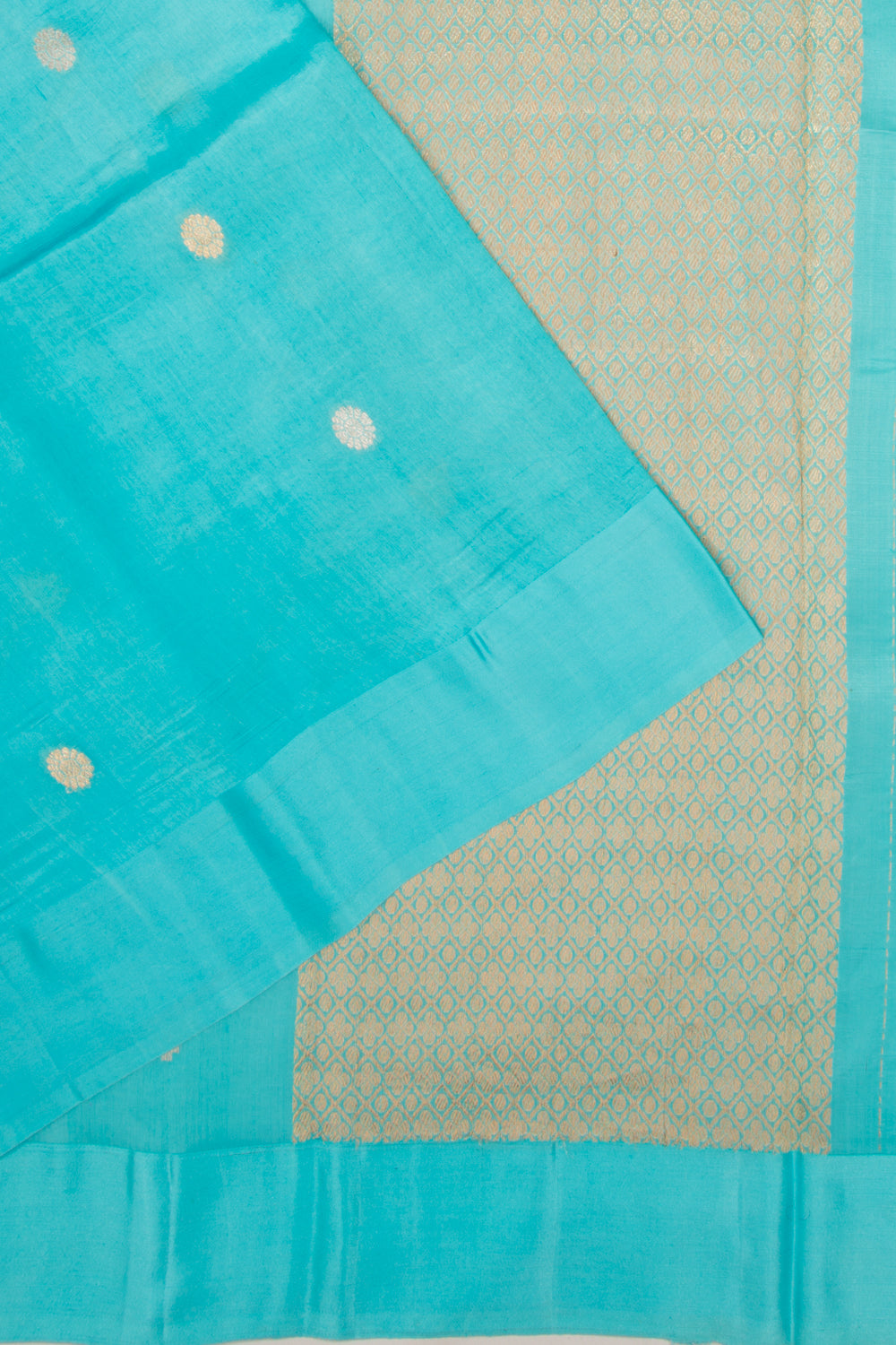Banarasi Katan Silk Half-n-Half And Jaal And Butta Sky Blue Saree